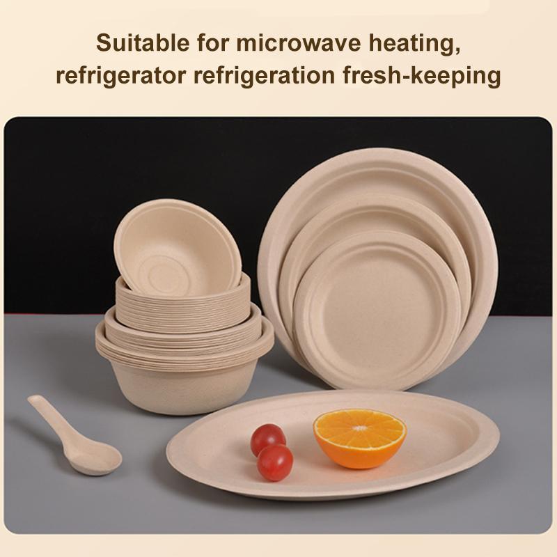 50pcs Disposable Thickened Round Paper Plate Biodegradable Household Dinner Plates Waterproof Oil Proof Eco Friendly Paper Tray