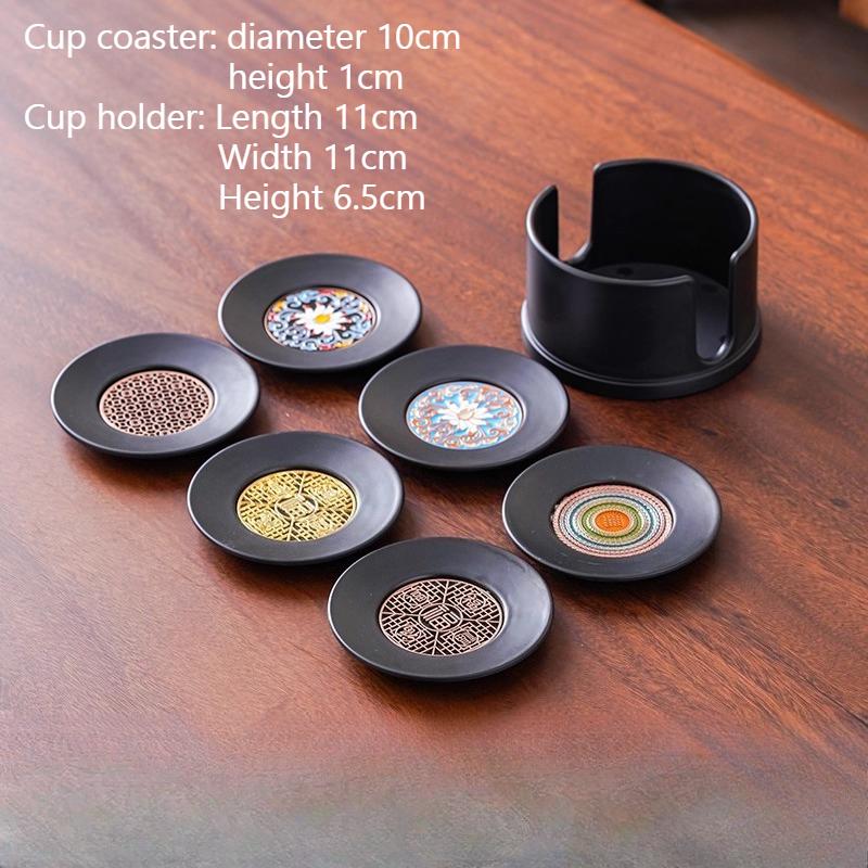 

6pcs Small Round Tea Cup Cushion Anti Scald Cup Holder Japanese Enamel Tea Ceremony Insulation Pad Tea Set Accessories