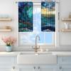 2 Panels Stained Glass Wave Pattern Decorative Curtains   Semi Transparent Without Lining   Durable Polyester Fiber Curtains