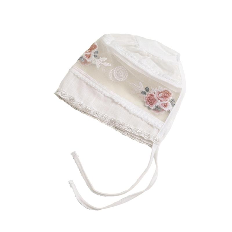 

Girls Christening Lace Hat Baby Girls Bonnet Sun Cap Breathable Summer Hat Vintage Princess-Headdress Little Girl Beanie 1 белый
