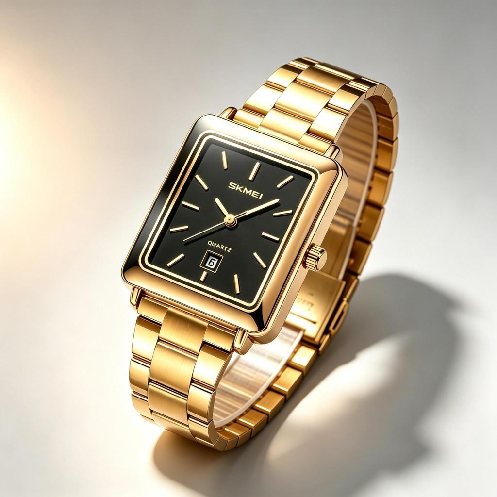 Orologio da Donna al Quarzo SKMEI Oro Quadrante Nero Acciaio Inossidabile Retrò 2566