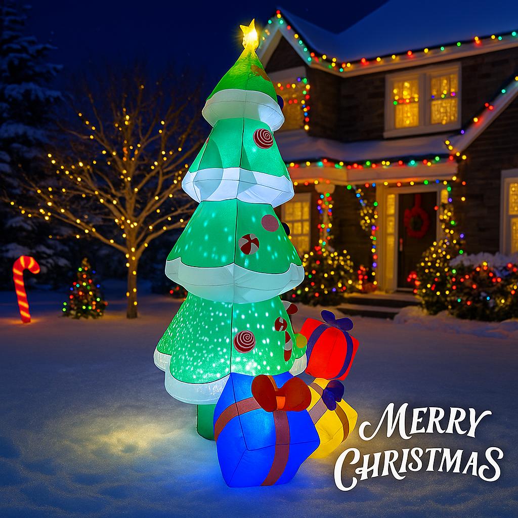 7.8FT LED Inflatable Yard Decoration LED Tree with Gifts Xmas Home Decor Outdoor Indoor Ornaments Supplies Toy Christmas Holiday
