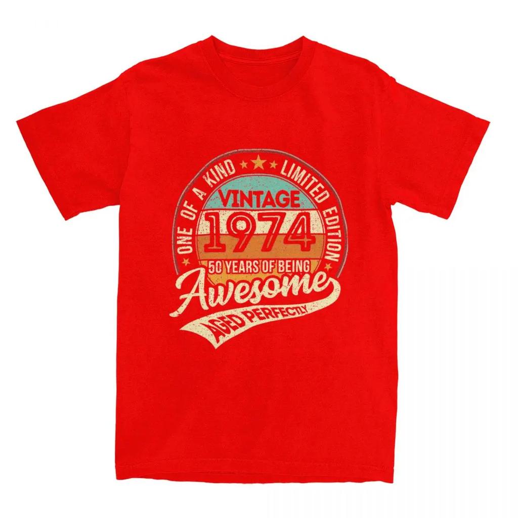 50 Years Old 50th Birthday Gifts Merch Shirt Men Women Vintage 1974 People Novelty Pure Cotton Graphic Print Tee Shirts