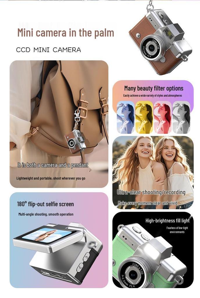 Retro CCD HD Thumb Flip Mini Digital Camera for Kids