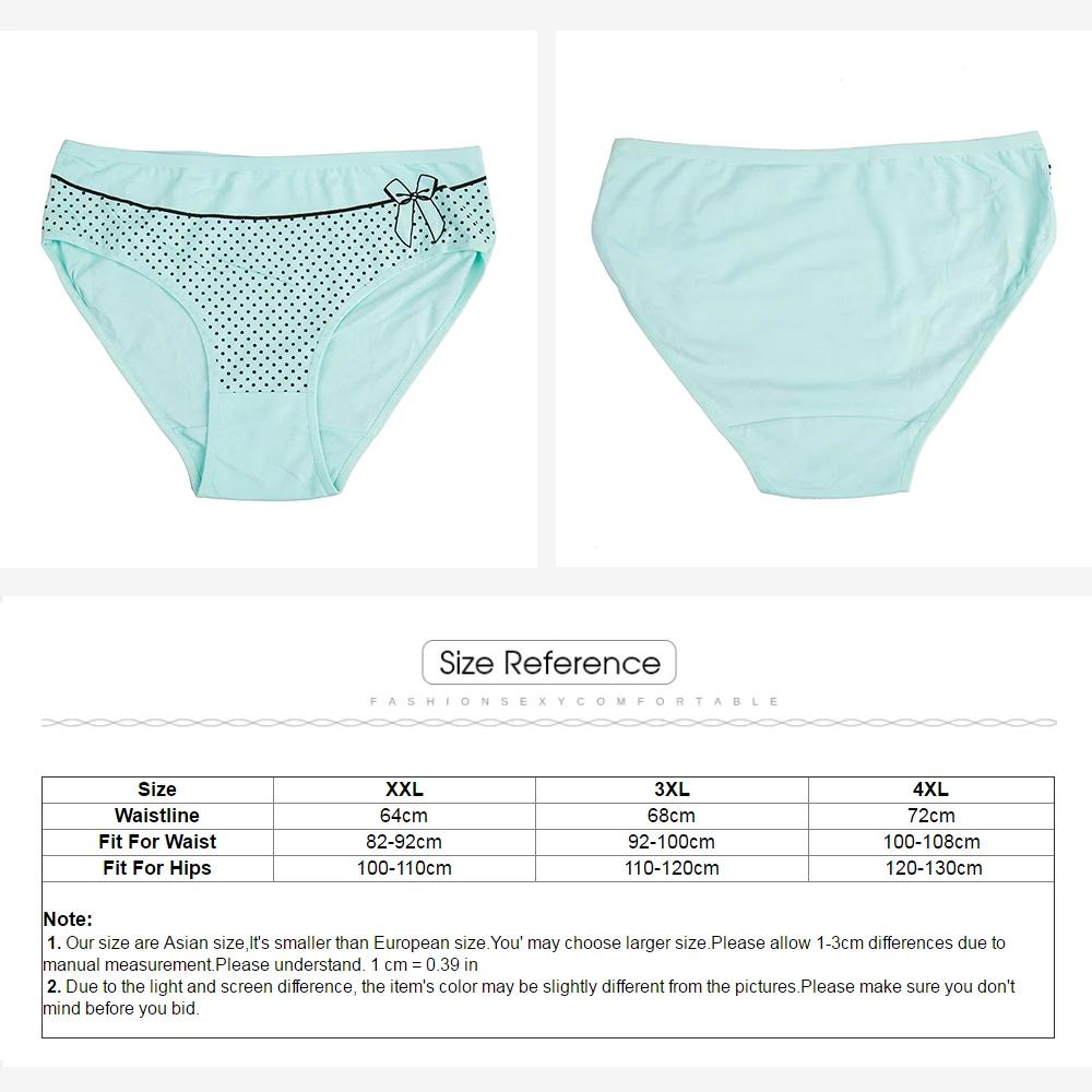 Women's Cotton Briefs Sexy Print Ladies Panties Big Size Mid-rise Women Underwear Cotton Crotch 2XL 3XL 4XL 6 Pcs/set