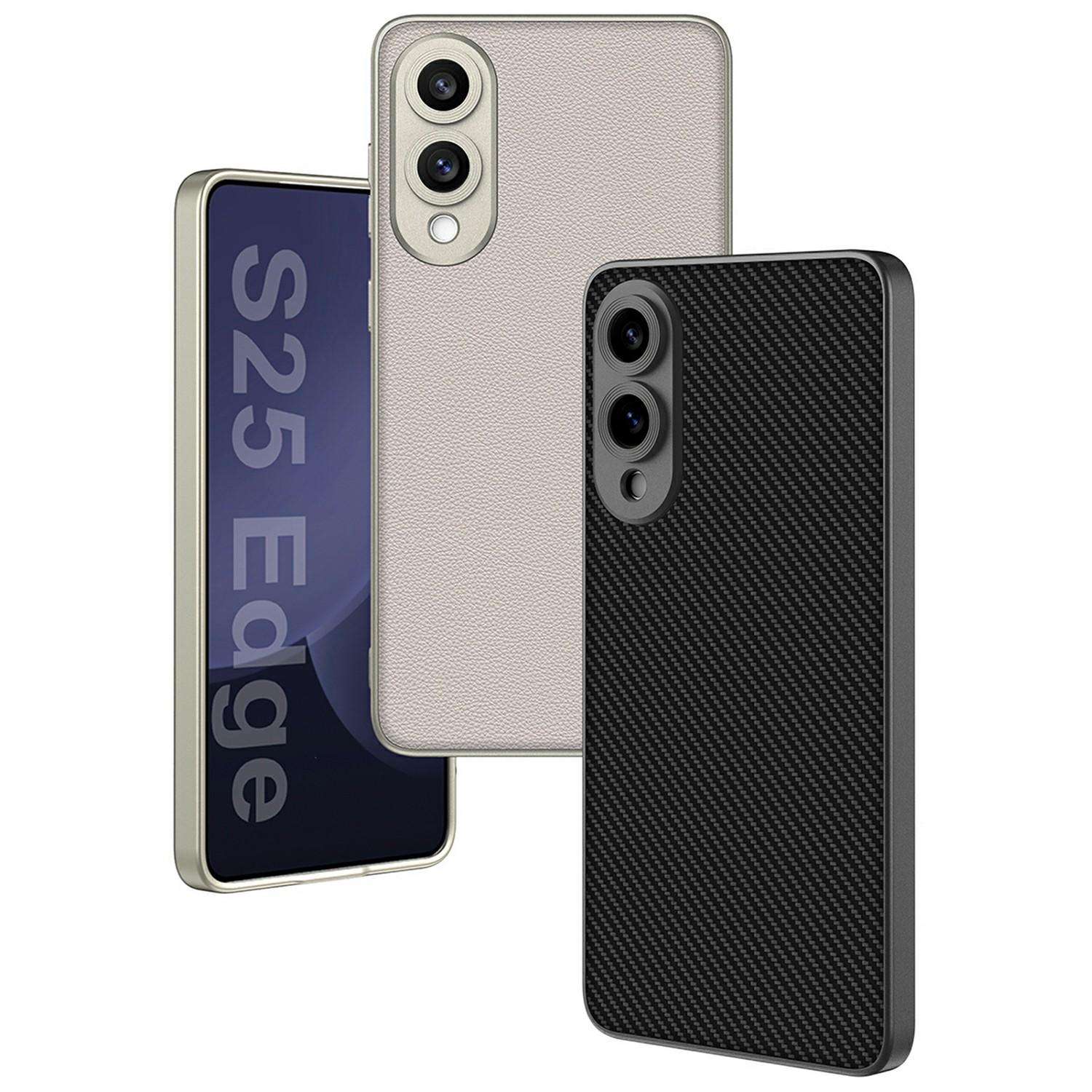 

For Samsung Galaxy S25 Edge Case Metal Pain Skin-Touch PU Leather+PC Phone Cover Carbon Fiber Texture