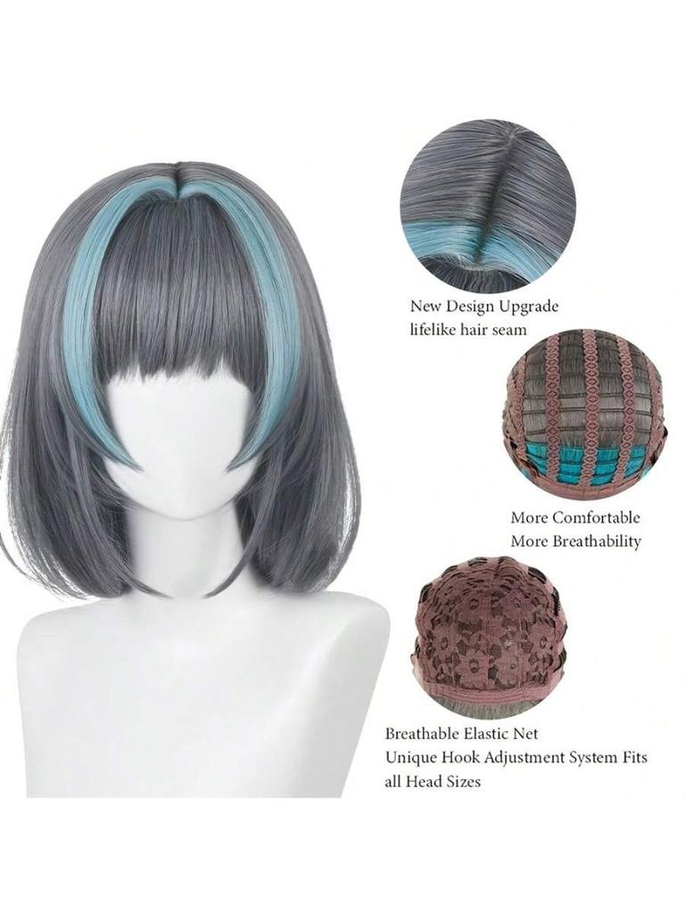 Cheshire Blue Route COS Wig Dark Grey Pick Dyeing Synthetic Hair Resistant To High Temperatures Suitable For Costumes Props Games Costumes Photography