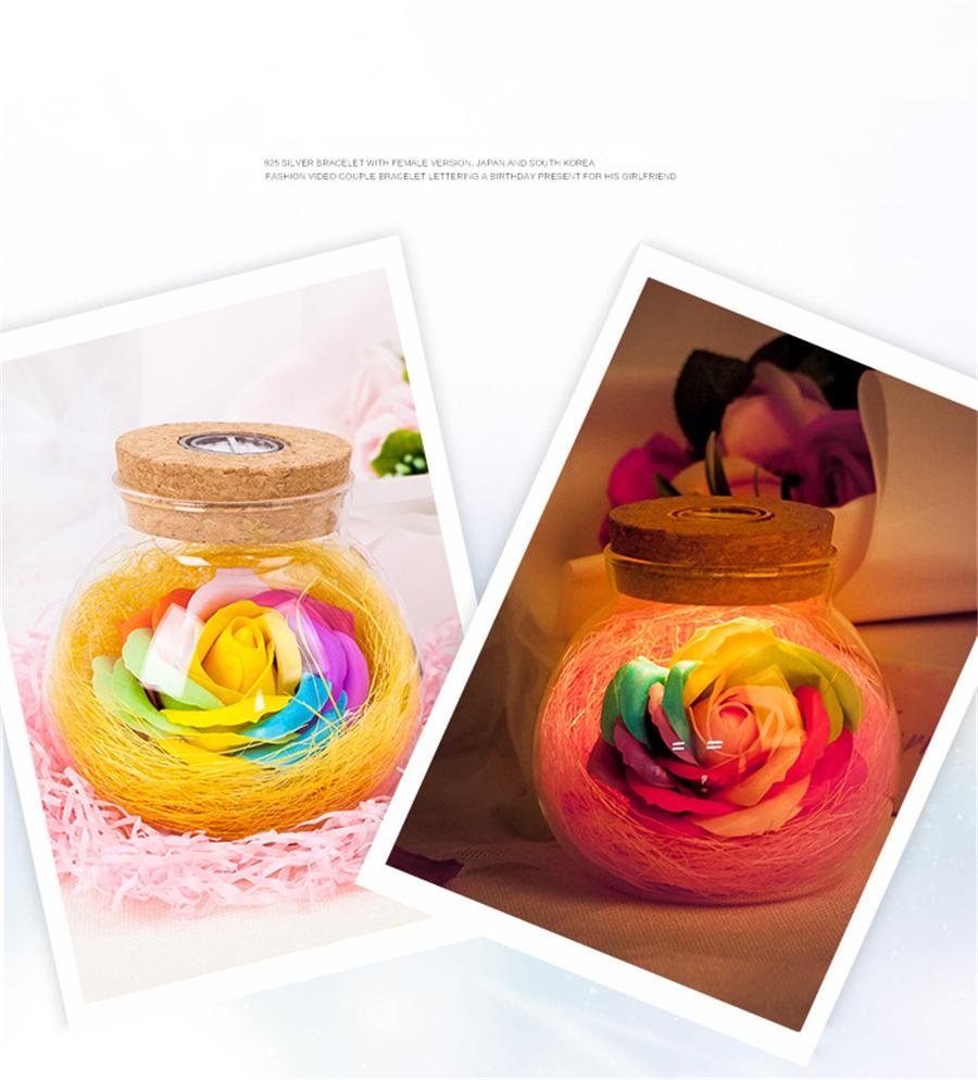 LED Romantische Rose Blume Fernbedienung licht Flasche Dimmer Lampe Nachtlicht Blume Flasche Kreative Geschenk Für Mädchen Hause dekoration