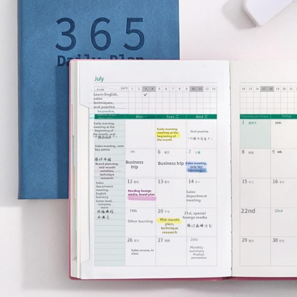 Portable Pocket Schedule Book Hardcover Agenda Book Time Efficiency Notepad Weekend Combined