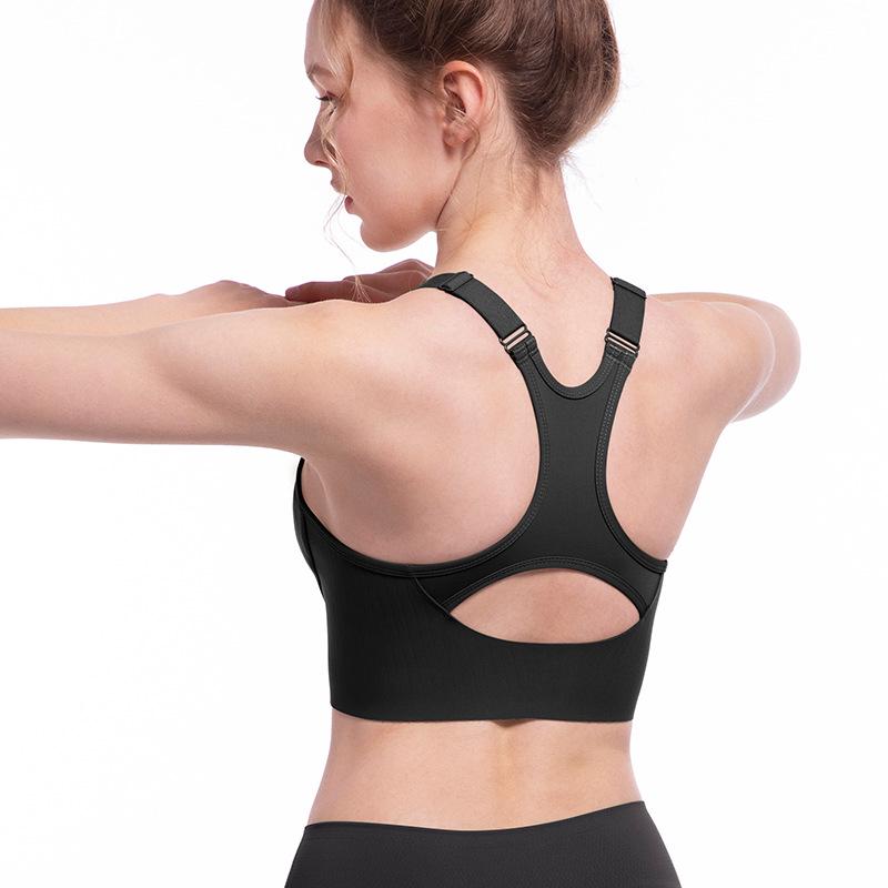 Dambekläder Högintensiv Justerbar Sport-BH med Dragkedja fram och Stötdämpning