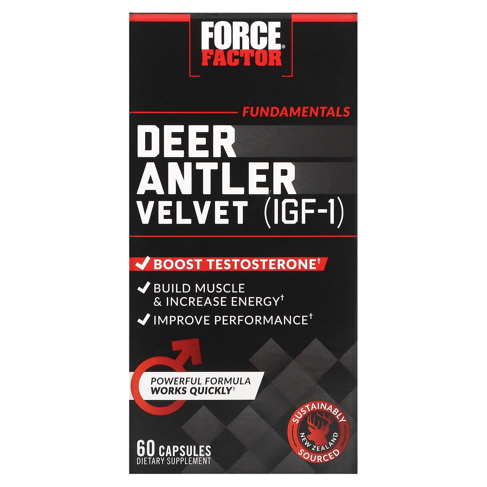 

Force Factor, deer antler (IGF-1), 60 capsules
