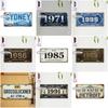 Vintage City Coordinate Year Number License Plate Metal Tin Sign Retro Wall Decor For Bar Cafe Home Garden