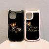 Huse de telefon moale pentru ureche de pisică pentru iPhone 16 15 13 12 11 Pro Max 14 Plus XR TPU Copertă din spate acrilic transparent anti-cădere N84 King Queen Cuplu