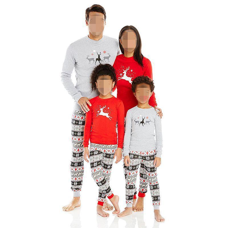 Comfy Family-matching Christmas Pajamas Sleepwear Set Women Men Kids Long Sleeve Deer Nightwear