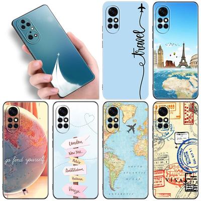 Funny Travel Map Case For Huawei NOVA 8 9 Pro 8i 7i 7SE Y60 5T Mate 40 30 20 10 Lite Honor 50 30 Premium Pro Plus 30S Soft Cover