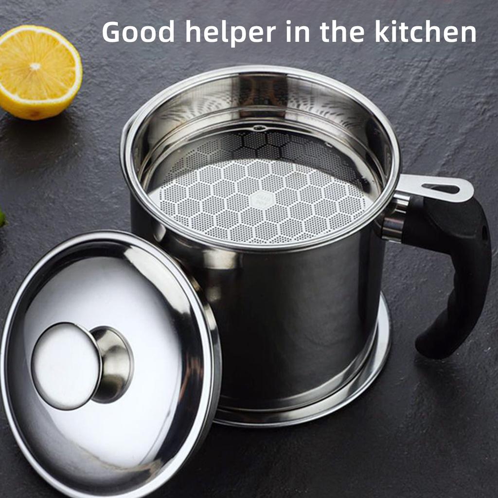 Nádoba na tuk Olejová nádoba s jemným sítem Nádoby na skladování oleje Sítka na slaninu Nerezová plechovka na smažení Skladování