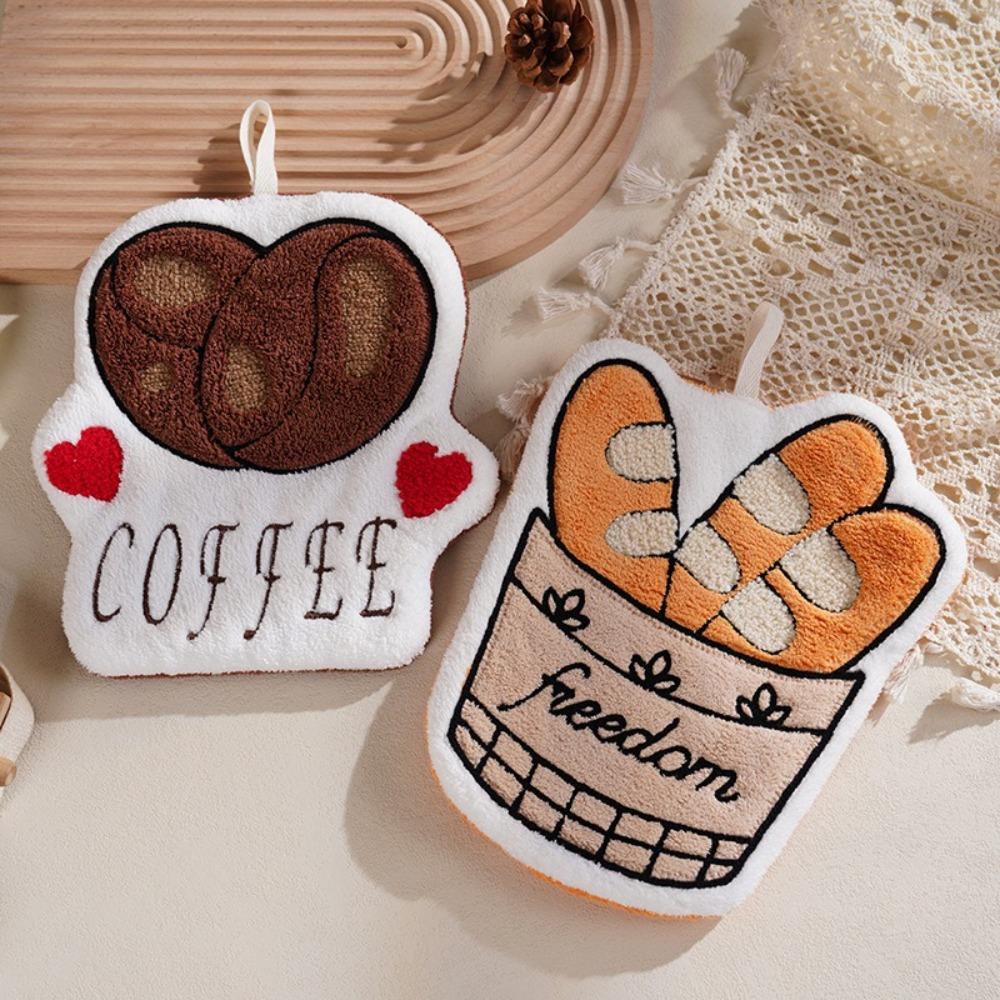 New Coffee Print Hand Towel Tableware Cleaning Kitchen Bathroom Small Towels Kids Bathing Soft Absorbent Hanging Towel