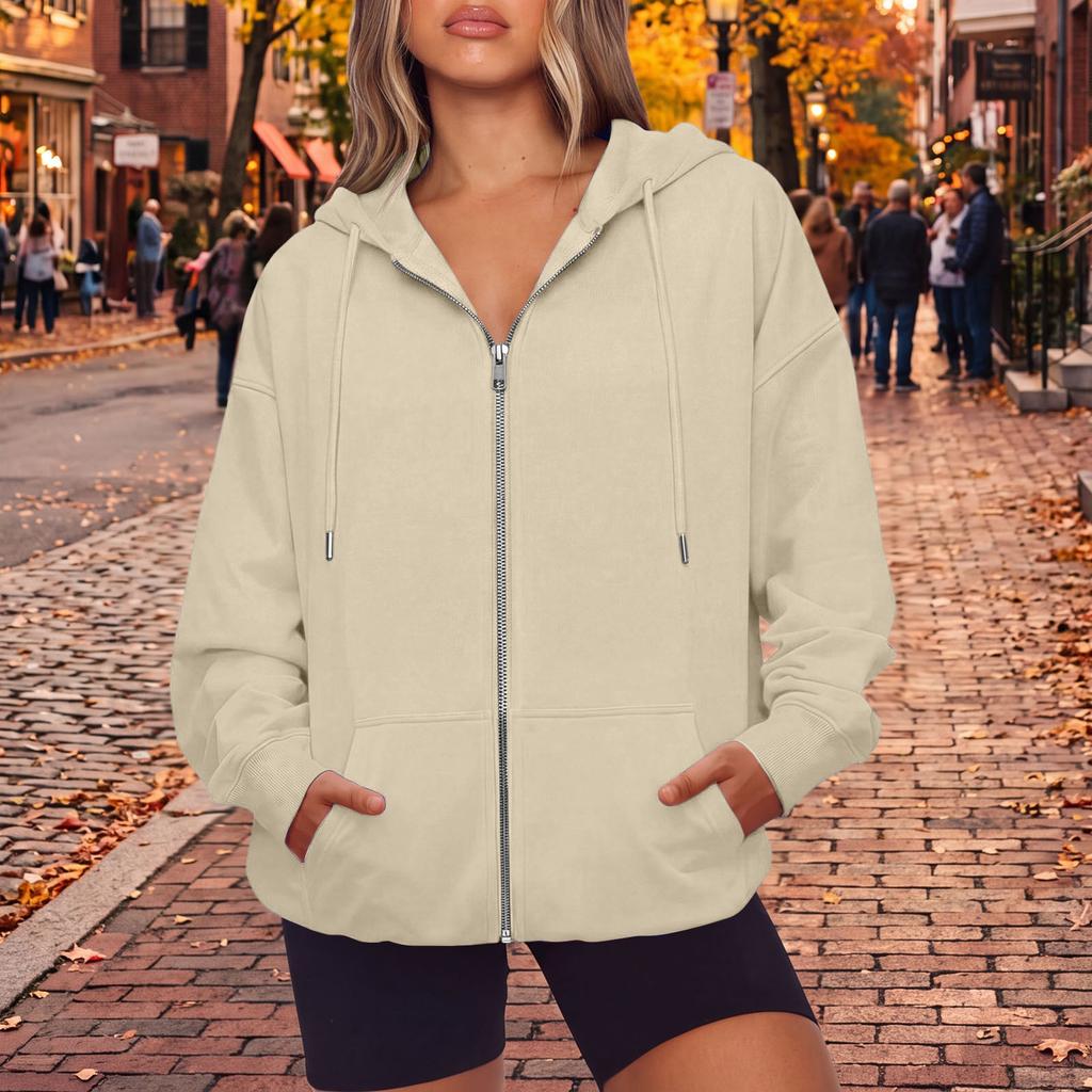 Women's Long Sleeve Color Hooded Sweatshirt for Casual Daily Wear