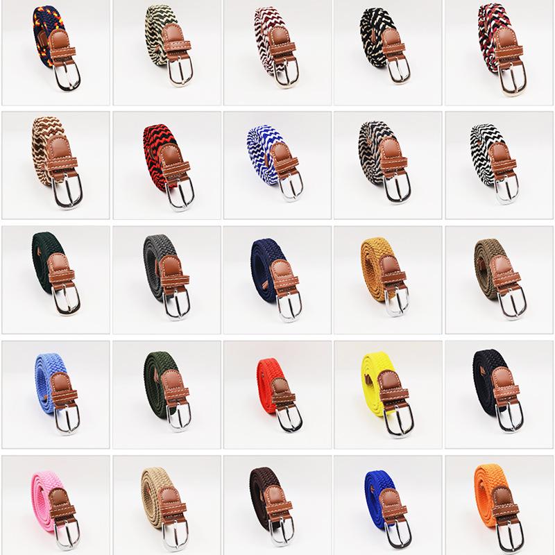 Men and Women Pin Buckle Canvas Belts, Thin Elastic Elastic Belts, Young Students Knitted Canvas Belts