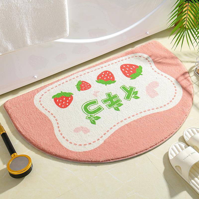 Ins Simple Bath Mats Small Fresh Flowers Floor Rug Home Entrance Carpet Bedroom Toilet Bathroom Door Absorbent Non-Slip Foot Pad