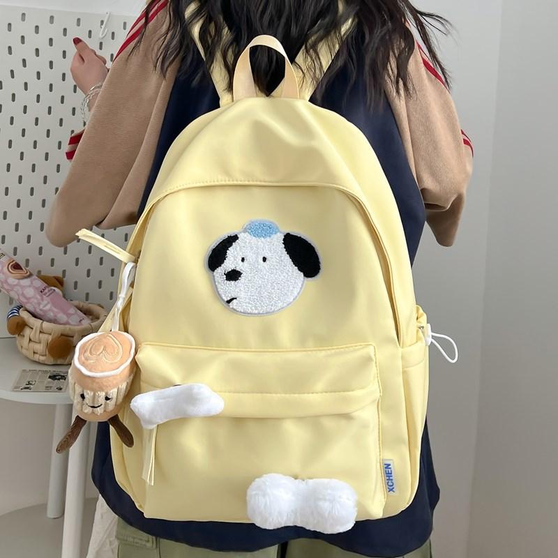 Student Cartoon Schultasche Hundedruck Damen Rucksack im College-Stil mit großer Kapazität für die dritte bis sechste Klasse