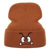 Angry Expression Embroidered Knitted Hat, Warm Woolen Hat for Men's and Women's Outdoor Sports Events in Autumn and Winter