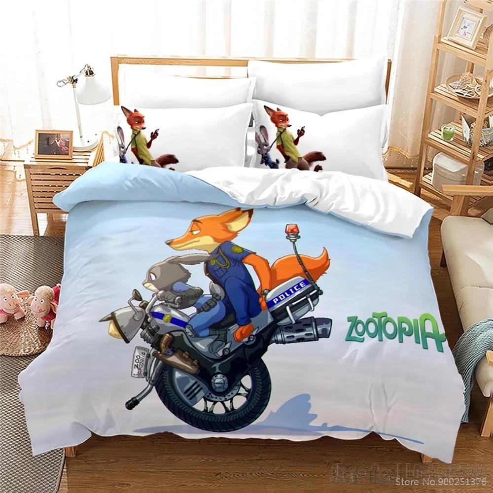 Cartoon Zootopia Zootropolis 3d Printed Duvet Cover Set HD Comforter Cover Bedclothes for Kids Bedding Sets Bedroom Decor