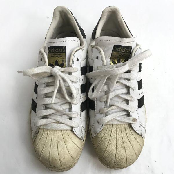 adidas superstar gold tongue leather sneakers 7 25 white(USED)