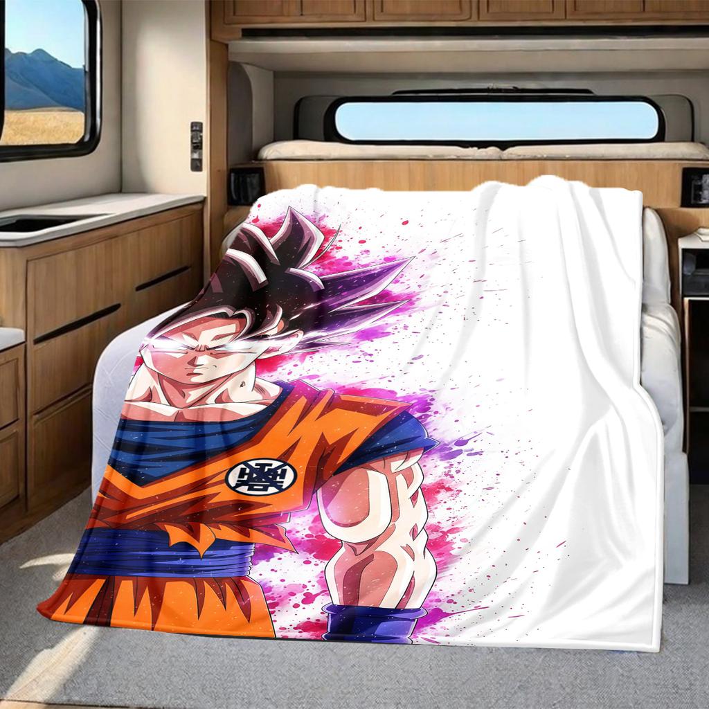1PC DRAGON BALL Print Flannel Blanket, High quality All Seasons, Home Decor, Warmth and Comfort, Perfect for Christmas Gifts