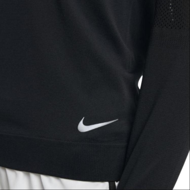 Nike Logo Print Round Neck Pullover Casual Sports Breathable Quick-Dry Long Sleeve T-Shirt Women Tops Black BQ9554-010