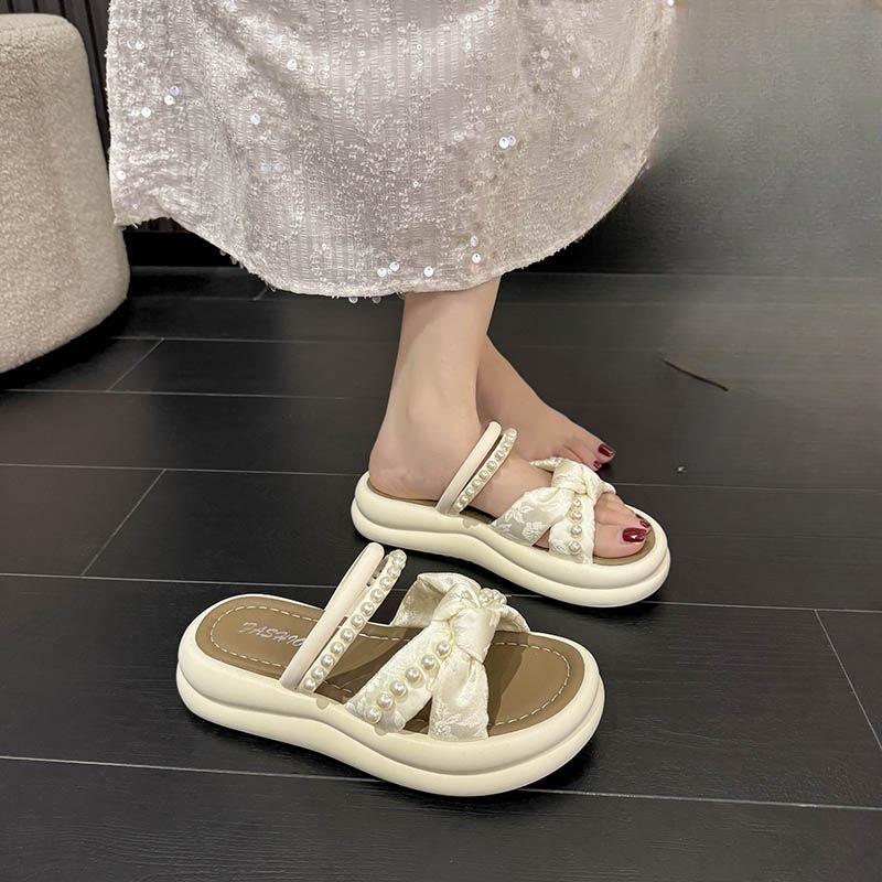 

Обувь на толстой подошве Женская обувь Сандалии Летний новый стиль Тапочки 41 бежевый