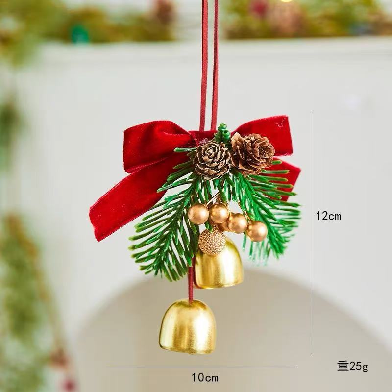 

Різдвяна прикраса-підвіска, Червоний оксамитовий бант, З підвіскою-дзвіночком, Підходить для сімейних зібрань One Size червоний