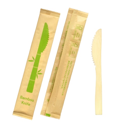 Kyushu Paper Co., Ltd. 2,000 Bamboo Knives, Kraft Paper, 17cm, Paper Wrapped, Individually Wrapped, Disposable, Eco-Friendly, Perfect for Cafes, Outdo