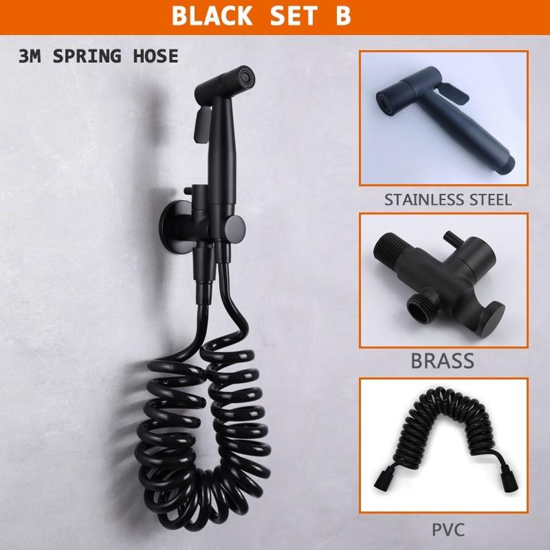 Household Bidet Sprayer Set Matt Black Gold Toilet Partner Brass Cold Valve Metal Grey Gloss Chrome Stainless Steel Sprayer
