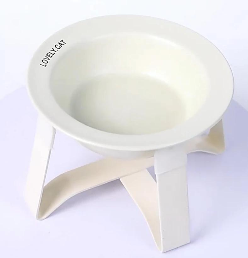 Household Products Ceramic Pet Bowl Iron Frame Neck Protection Ufo Canned Water Bowl High Shallow Mouth Universal Pet Feeding