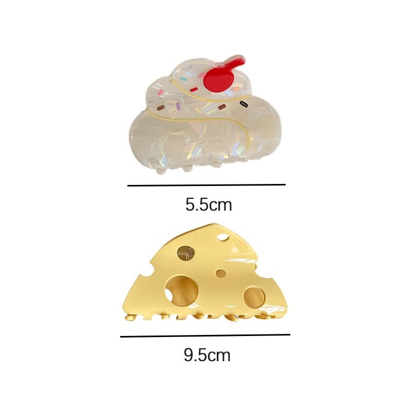 Fashion Cute Fun Creative Design Cream Cake Yellow Cheese Hair Clip Ponytail Claw Clip Women Girls Hair Accessories Gifts