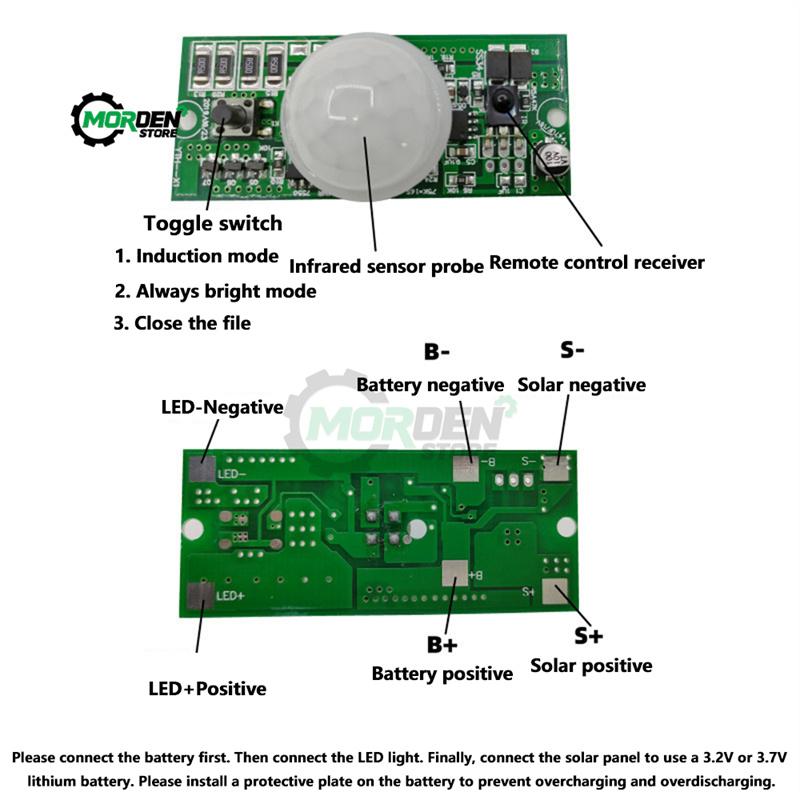 1.1V 1.7V Remote Control PIR Solar Integrated Street Lamp Sensor Circuit Board Induction Mode Controller Power Supply