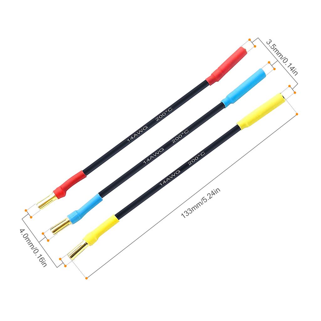 4mm Male To 3.5mm Female Banana Plugs RC Car Boat Parts Silicone Wire Slug Connector Extension Cable for RC Brushless Motor ESC
