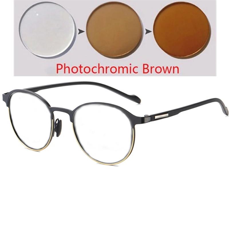 Anti-Glare Round Nearsighted Sunglasses For Women Trend Metal UV400 Prescription Sunglasses Men 0 -0.5 -0.75 To -6.0