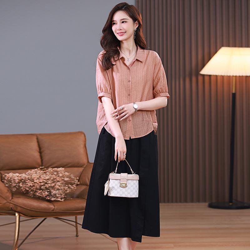 Elegant Petite Tencel Chiffon Top & Midi Skirt Set - Summer 2025