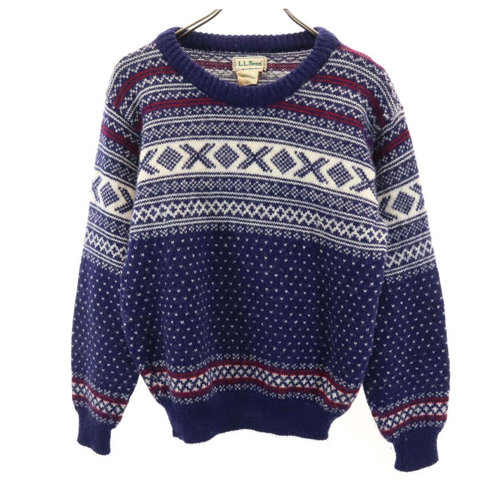 L.L.BEAN 80s Made In Norway Vintage Fair Isle Pattern Long Sleeve Sweater Women Used
