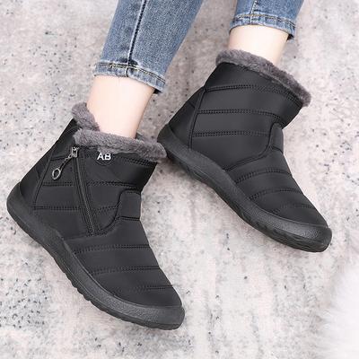 Cotton Shoes Women's New Winter Side Zipper Middle Help Warm Snow Boots Large Size Lightweight Piled Thickened Cotton Boots
