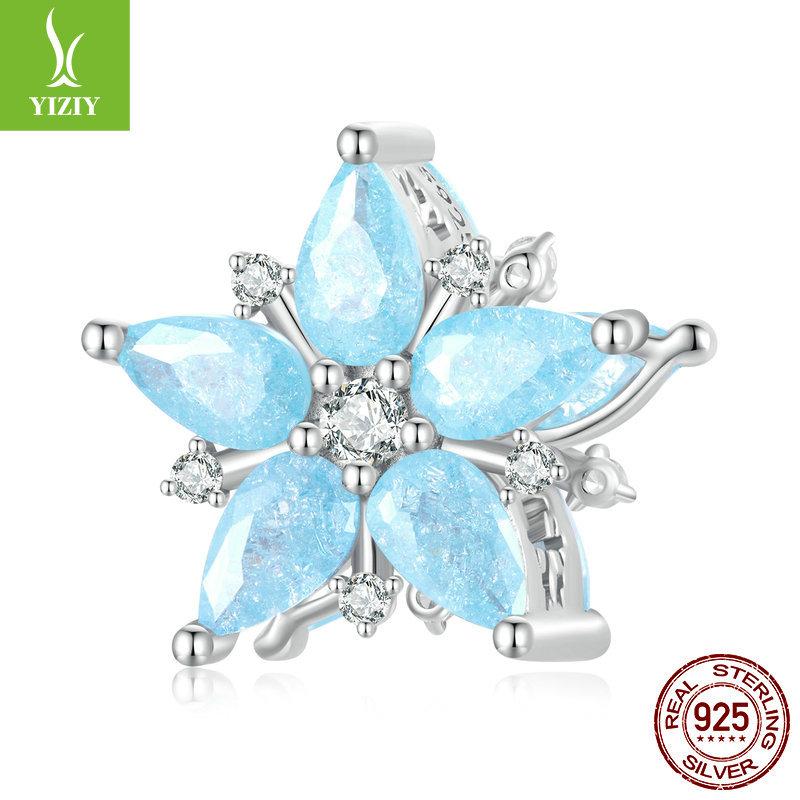 Winter Snowflake Diy Bracelet Beaded Accessories, Christmas S925 Silver Pendant