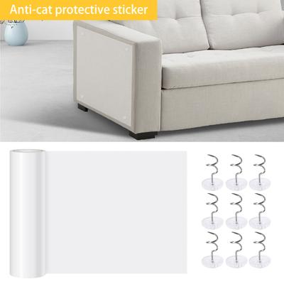1 Set Cat Scratch Protector Thicken Anti Cat Scratch Furniture Guard Transparent Single-Sided Sticky Couch Protector for Home