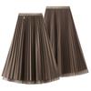 Women Midi Skirt Elastic High Waist A-Line Skirt Solid Color Double Sided Reversible Design Autumn Winter Skirt
