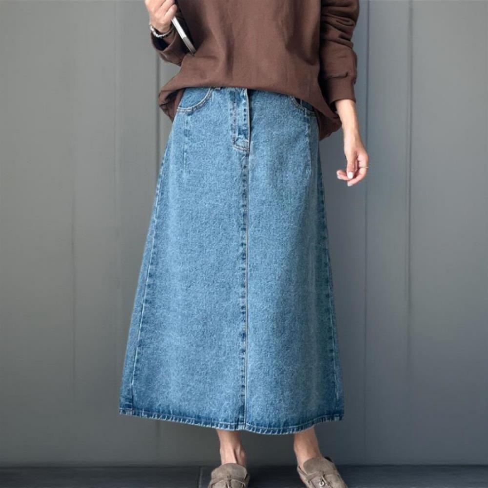 New ArrivAls Open Run Women A Line Cut Autumn Cotton mAxi Long Skirt With Pouch