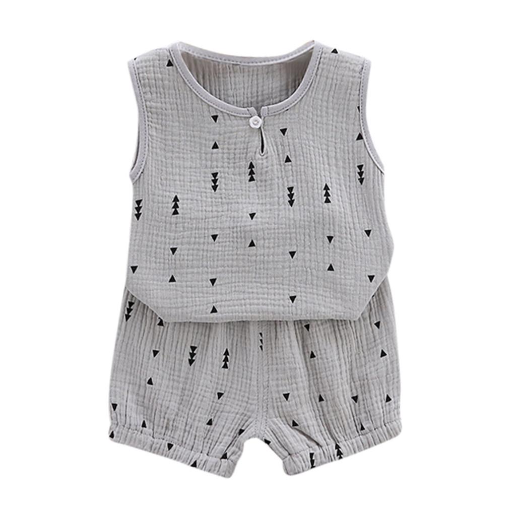 

Комплект одежды из топа с геометрическим принтом и шорт для маленьких мальчиков и девочек 120