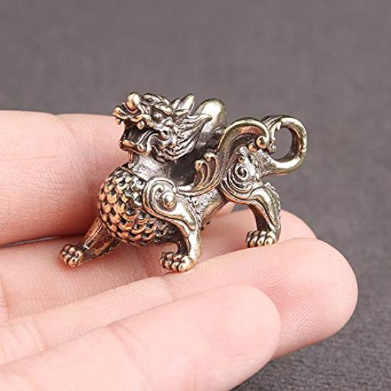 Mini Copper Kirin Feng Shui Dragon Interior Entryway Lucky Feng Shui Business Money Wealth Luck Figurine, Item, Figurine, Decoration, Charm, Charm,