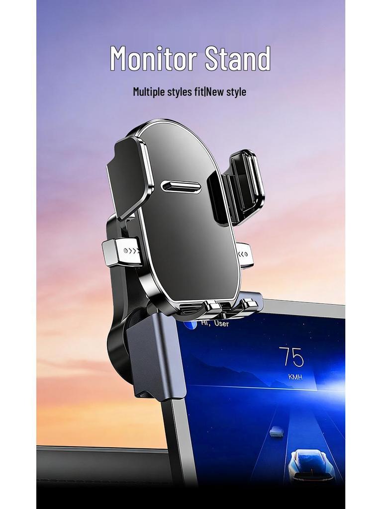 Longqi Car Phone Holder, One-Button Lock, Navigation Mount for New Energy Vehicle Console Screen.
