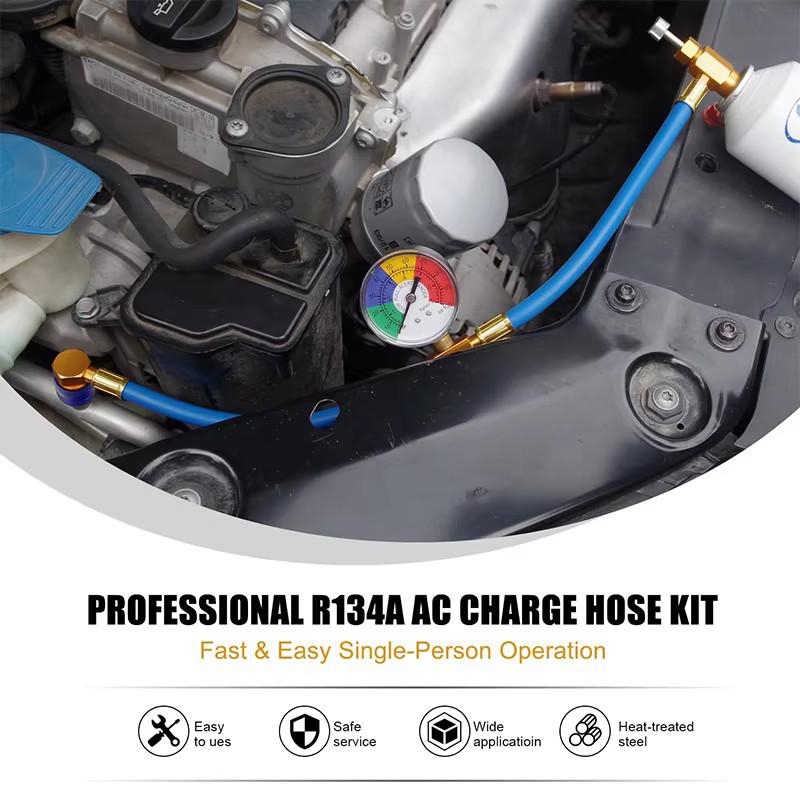 R134a Car AC Refrigerant Charging & Detection Hose 1/2 ACME.